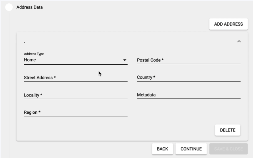 Address Data Screenshot